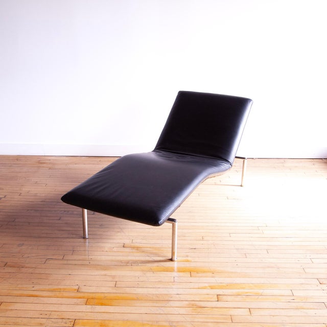 Black Italian "Pick-Up" Chaise by Tacchini in Black Leather For Sale - Image 8 of 9