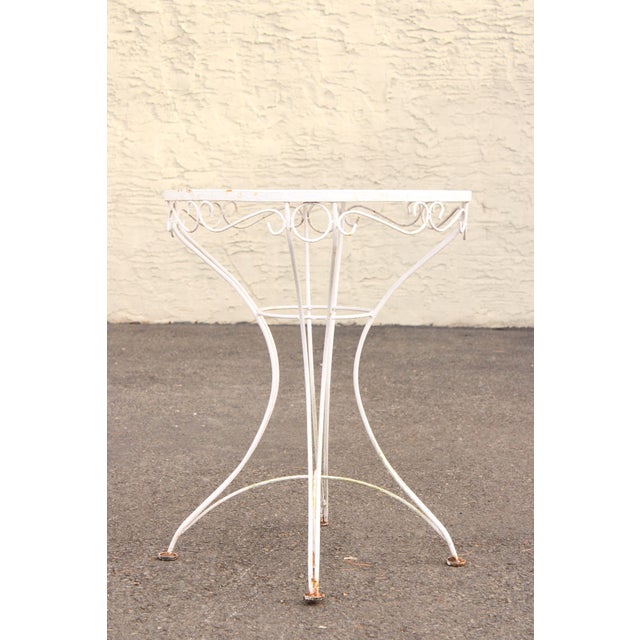Vintage Wrought Iron Round Outdoor Garden Accent Table For Sale - Image 4 of 12
