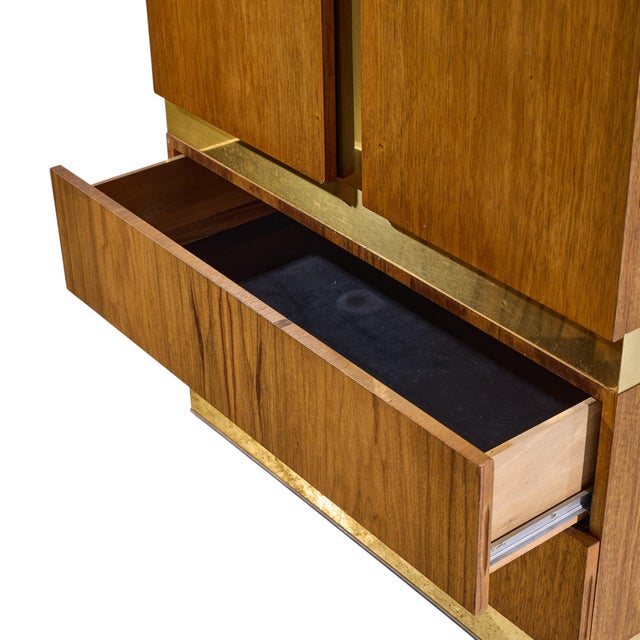 Wood Milo Baughman for Thayer Coggin Mid Century Rosewood and Brass Armoire For Sale - Image 7 of 9