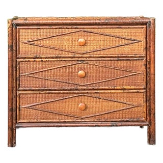 Vintage Boho Tortoise Shell Diamond Chest of Drawers For Sale