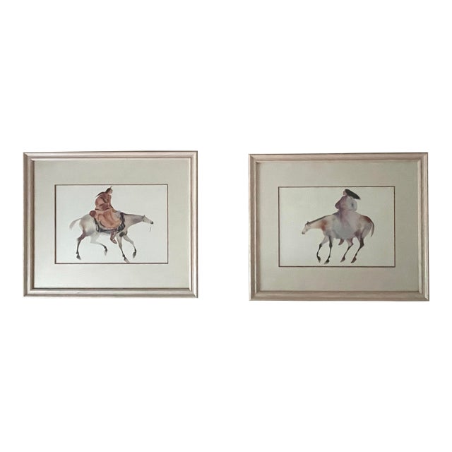 1990s Carol Grigg Native American Watercolor Lithograph Prints - Pair For Sale