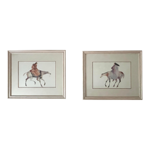1990s Carol Grigg Native American Watercolor Lithograph Prints - Pair