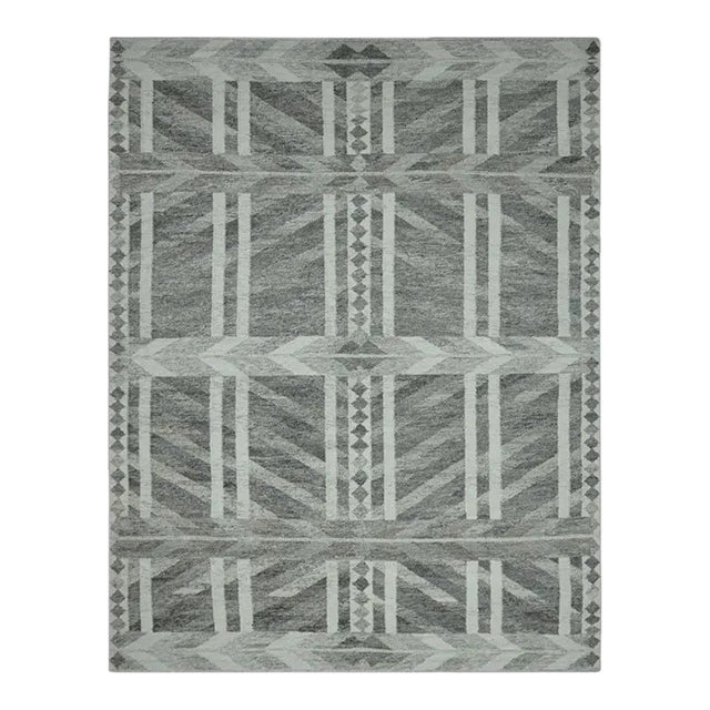 Rug & Kilim’s Scandinavian Style Outdoor Rug, Slate Gray With Geometric Patterns For Sale