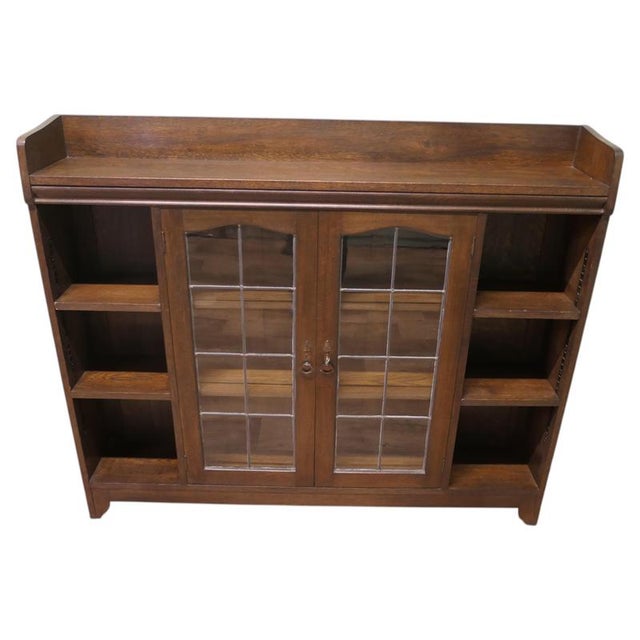 Brown Arts and Crafts Glazed Liberty Bookcase with Open Shelving, 1900 For Sale - Image 8 of 8