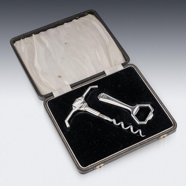20th Century English Silver Wine Corkscrew & Bottle Opener, 1941, Set of 2 For Sale - Image 4 of 13