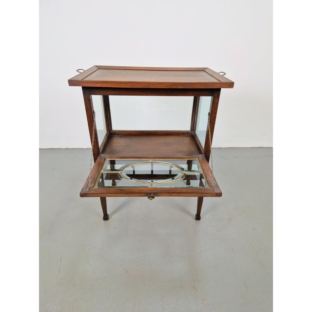 Vintage Tea Cabinet with Facet-Cut Diamond Glass Door and Tray, 1950s For Sale - Image 9 of 11