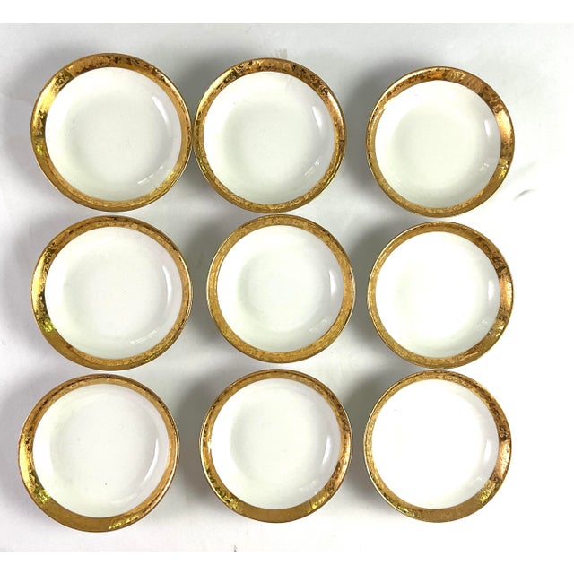 Royal Bayreuth -Antique Porcelain Berry Bowls, 18 Karat Gold Rim Detailing-Set of Nine For Sale - Image 4 of 6