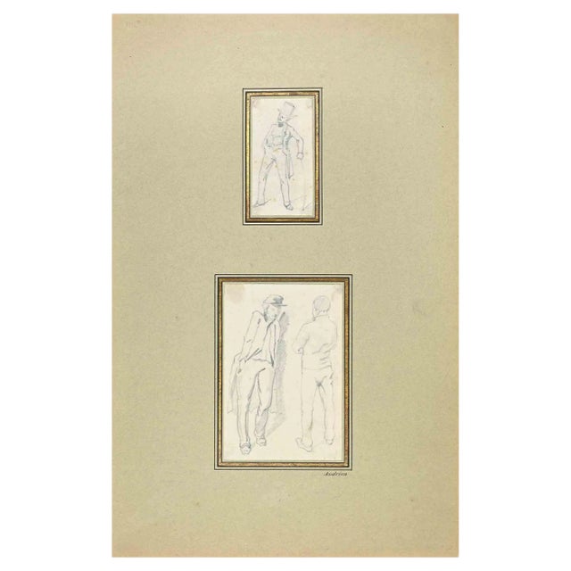 Pierre Andrieu, Figures, Original Drawing, 19th-Century For Sale