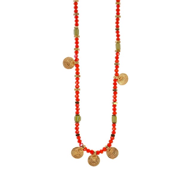 Metal Vibrant Energy Gold Spiral Charm Choker Necklace For Sale - Image 7 of 10