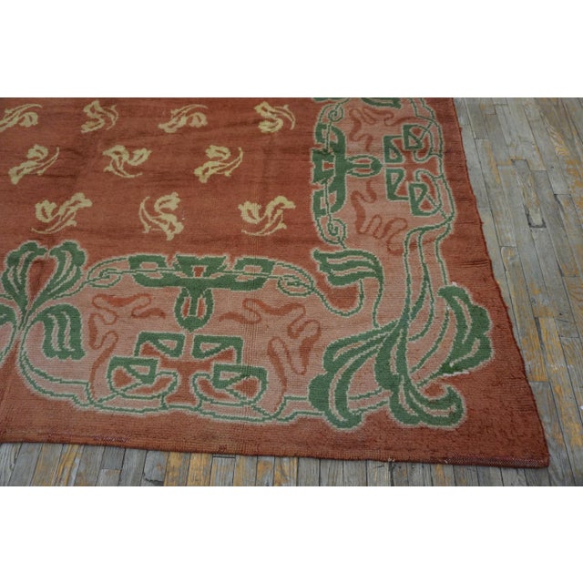 Orange 1930s Salmon Irish Donegal Arts & Crafts Rug 10' X 17' Handknotted Wool Carpet For Sale - Image 8 of 13