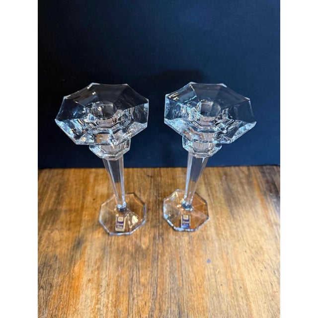 1970s Vintage Kristall Krisla Italy Crystal Candlestick Holders- Set of 2 For Sale - Image 5 of 7