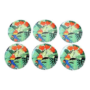 Vintage C.1980's Tropical Parrot Lunch Plates by Copa San Francisco - Set of 6