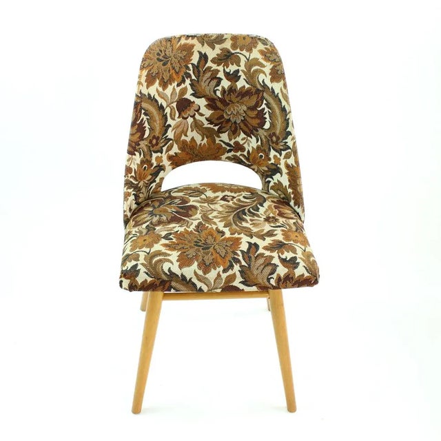 1960s Fabric and Wood Floral Dining Chair from Drevotvar, 1960s For Sale - Image 5 of 10