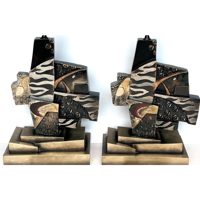 Late 20th Century Pair of Modern Surrealistic Sculptural Lamps by Leeazanne for Lam Lee Group For Sale - Image 5 of 6