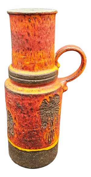 Vintage Fat Lava Ceramic Handled Jug, 1960s