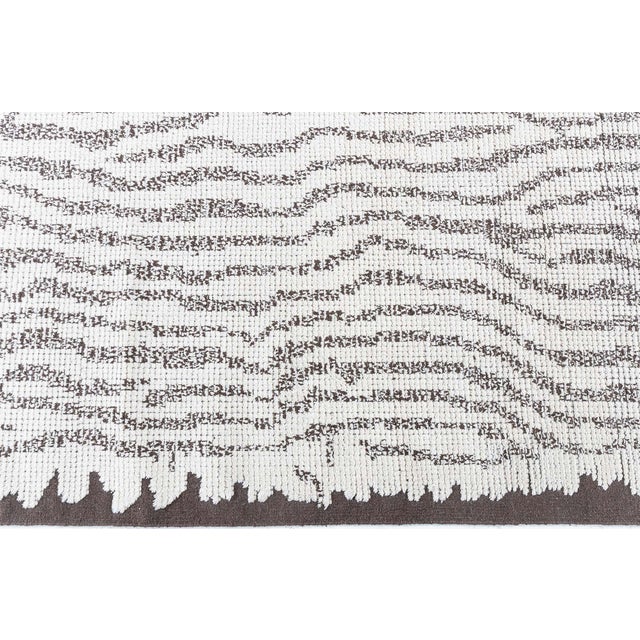 "Timberline" Modern Abstract Linear Striation Ivory With Charcoal Rug For Sale - Image 9 of 9