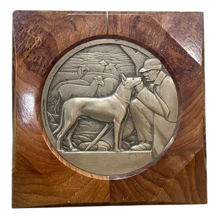 Bronze Bas-Relief in a Wooden Frame from Jean Auguste Briquemont, 1930s For Sale