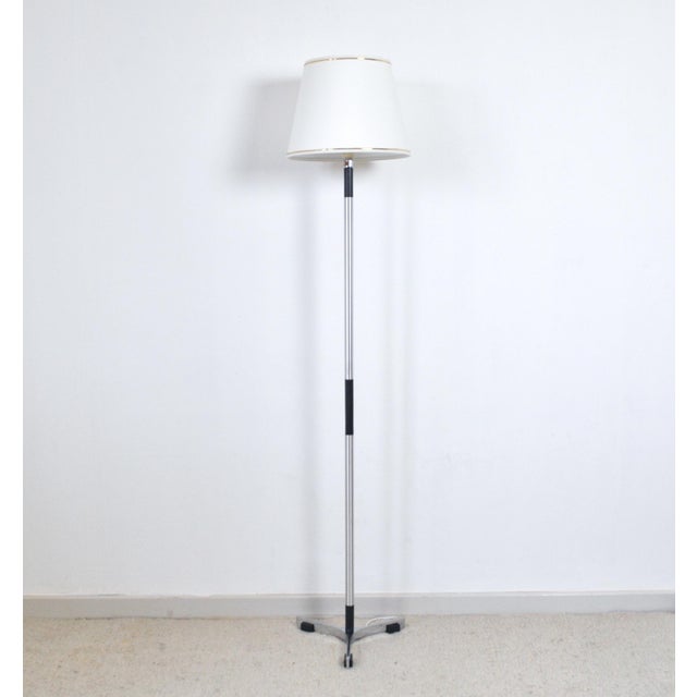 Monolit floor lamp designed by Jo Hammerborg for Fog & Mørup 1960s in Denmark. Aluminium and blackened wood stem with...