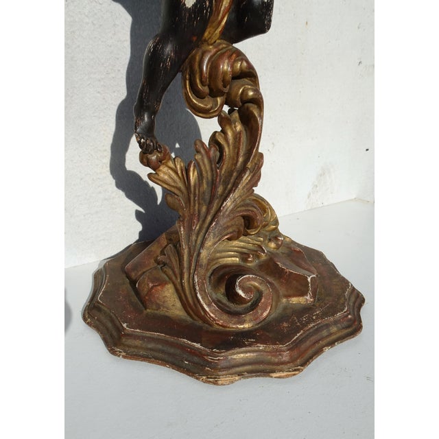 Antique Italian Carved and Gilded Wooden Plant Stand with Putti, 1890s For Sale - Image 12 of 18