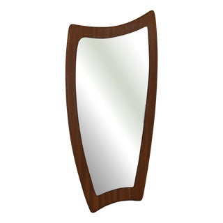 Mid-Century Danish Teak Wall Mirror with Sculptural Frame, 1960s For Sale