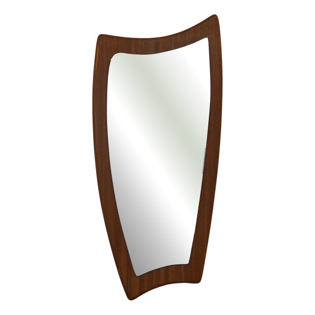 Mid-Century Danish Teak Wall Mirror with Sculptural Frame, 1960s For Sale