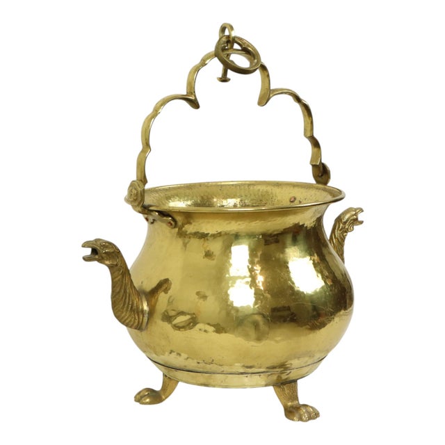 Large Copper Griffin Kettle Planter in Brass, 1890s For Sale - Image 3 of 18