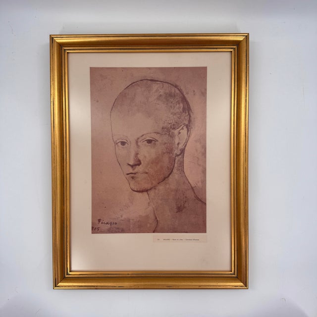 Metal Framed Picasso Head of a Boy Cleveland Museum Issued Print For Sale - Image 7 of 10