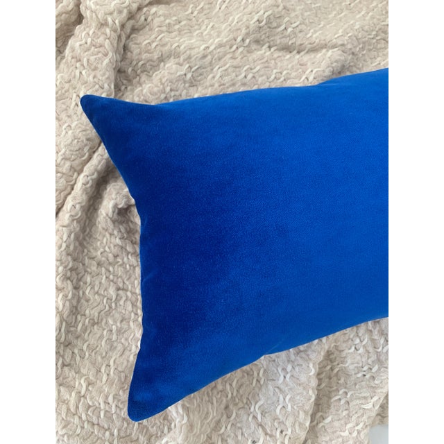 2020s FirmaMenta Italian Electric Blue Velvet Lumbar Pillow For Sale - Image 5 of 6