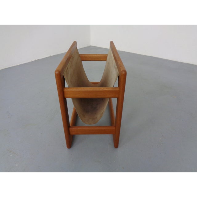 Brown Teak & Suede Magazine Rack from Aksel Kjersgaard for Salin Mobler, Denmark, 1960s by Aksel Kjersgaard For Sale - Image 8 of 11