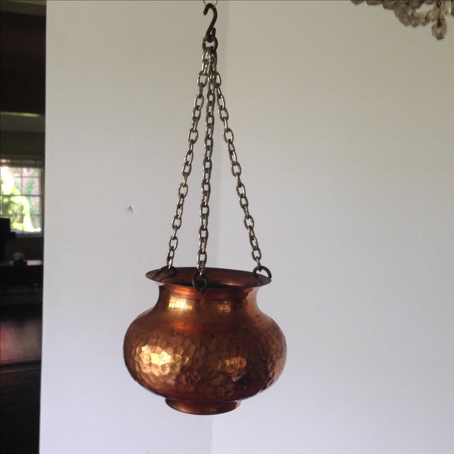 Vintage Hammered Copper Hanging Planter | Chairish