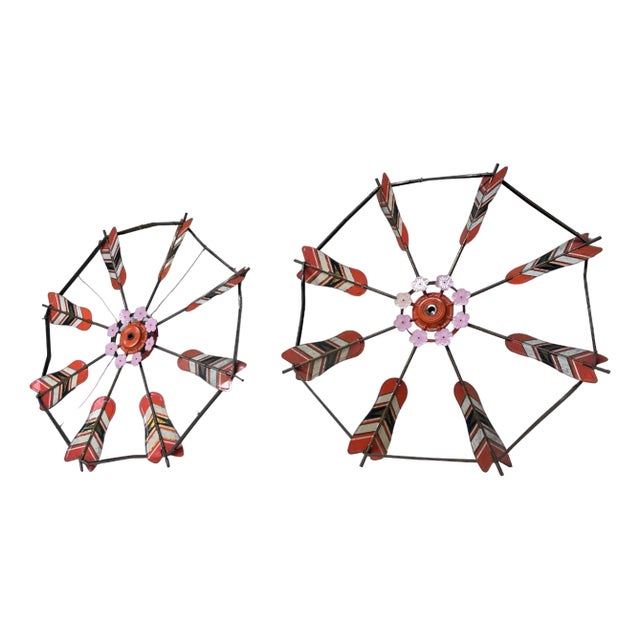 Vintage Spinning Wheels Koinobori Matsuri Wall Decoration, Japan, 1950s, Set of 2 For Sale
