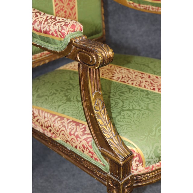 1950's Louis XVI Style Gilt Carved Armchair For Sale - Image 10 of 10