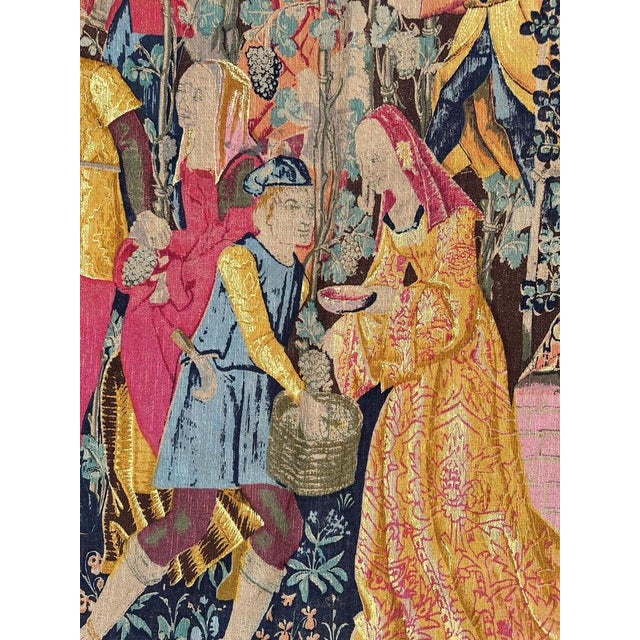 Vintage French Hand Printed Tapestry Vendanges Museum Design, 1970s For Sale - Image 4 of 18
