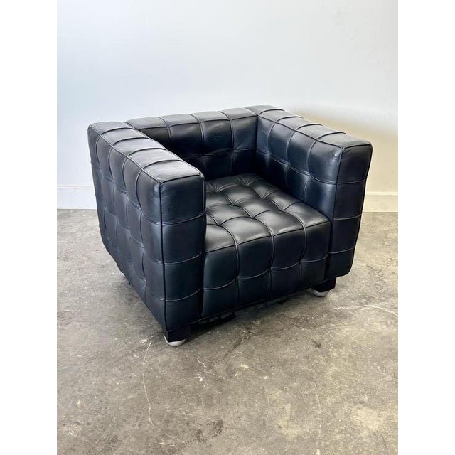 Kubus Leather Armchair by Josef Hoffmann for Wittmann, 1980s For Sale - Image 9 of 9