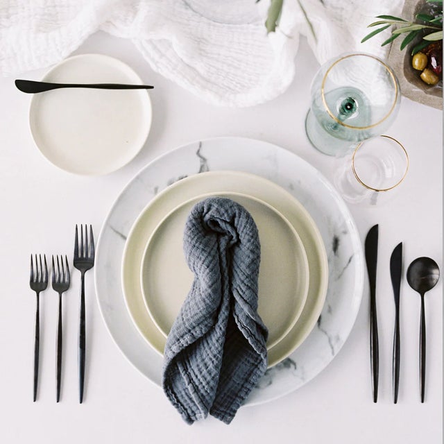 Farmhouse Organic Cotton Napkins - Slate, Set of 4 For Sale - Image 3 of 3