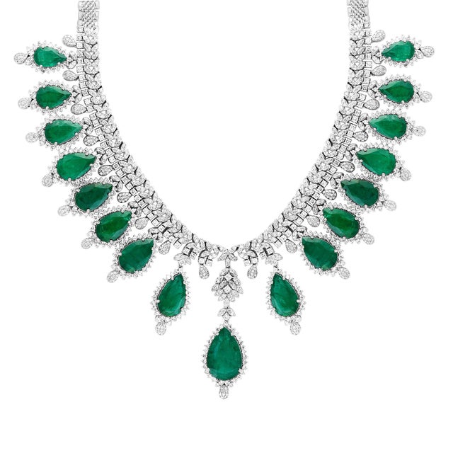 GIA Certified Zambian Natural Emerald Necklace and Earring set Gia report # 2235396105 Natural Beryl, Emerald , Zambia ,...
