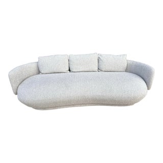 Oyster Beige Boucle Modern Curved Sofa, Paul Michael Company For Sale
