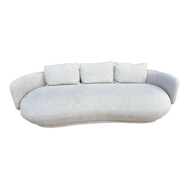 Oyster Beige Boucle Modern Curved Sofa, Paul Michael Company For Sale