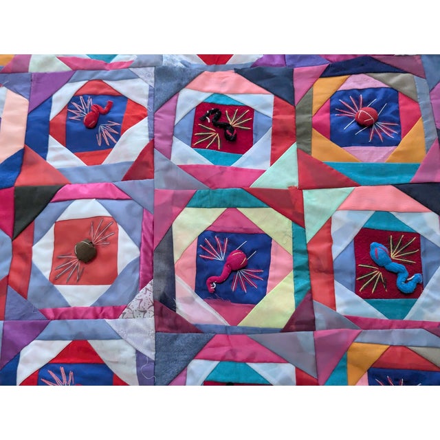 Vintage Double Sided Reversible Handmade Chinese "Bai Jia Bei" Quilt For Sale - Image 11 of 16