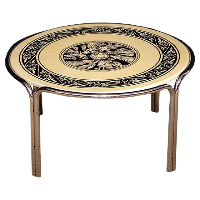 Neo-Classical Steel and Resin Coffee Table, 1970s For Sale