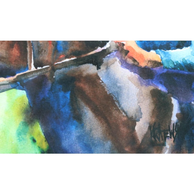 Contemporary Outsider Folk Art Racing Horse and Jockey Portrait Watercolor by Ron Krajewski For Sale - Image 3 of 6