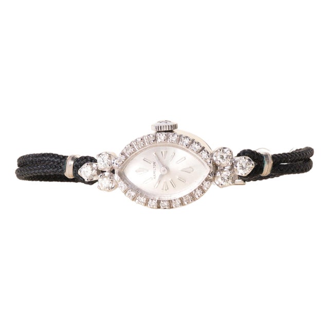 Early 20th Century Art Deco Hamilton Marquise Shape Dial With Diamonds For Sale