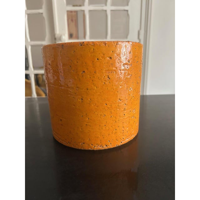 Mid-Century Modern Orange Ceramic Pot in the style of Georges Jouve, 1950s For Sale - Image 3 of 10