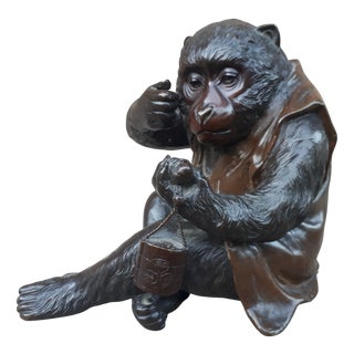 Masatsune, Japanese Meiji Okimono Sculpture of a Monkey, 1890s, Bronze For Sale