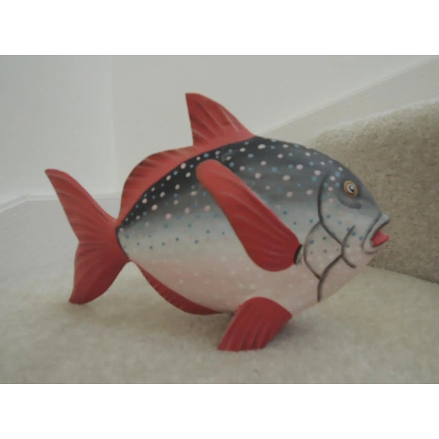 Wooden Fish Hand Painted Whimsical Island Art For Sale - Image 12 of 12