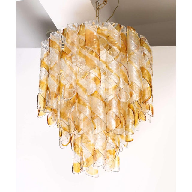 1970s Italian Mazzega Multi-Tier Glass Chandelier For Sale - Image 5 of 6