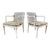 Late 20th Century Faux Bamboo and Cane Backed Armed Side / Accent Chairs in Off White With Upholstered Seat - A Pair For Sale