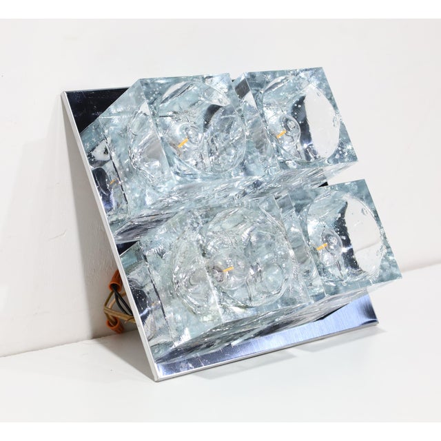 1960s 1960s Murano Block Glass Sconce or Ceiling Light by Gaetano Sciolari for Lightolier For Sale - Image 5 of 9