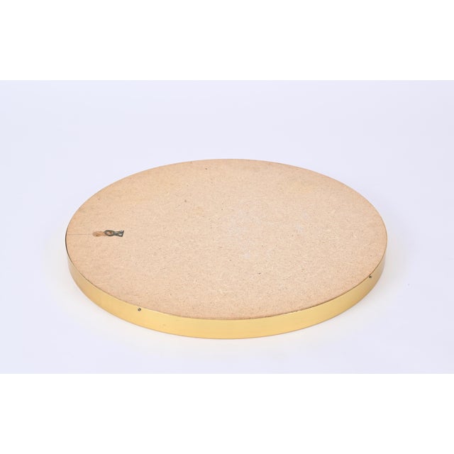 Mid-Century Golden Aluminum Round Mirror attributed to Sergio Mazza for Artemide, Italy, 1960s For Sale - Image 9 of 14