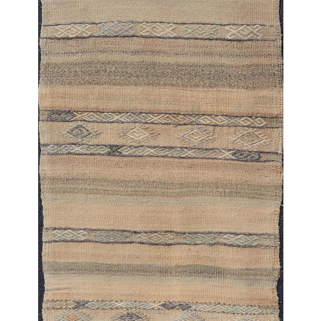 Tan Vintage Turkish Kilim Runner With Earthy Tones and Intricate Geometric Designs 2'6 X 6'8 For Sale - Image 8 of 10